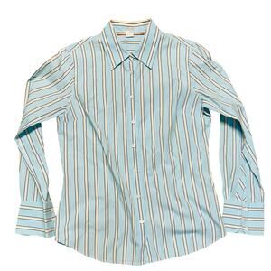 J.Crew Everyday Cotton Shirt Womens Medium ‎ Blue Striped  Slim Fit